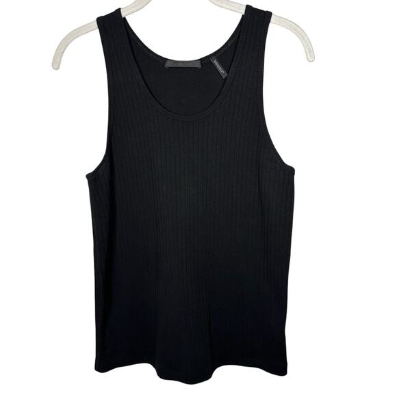 Helmut Lang Black Scoop Neck Ribbed 100% Cotton Sleeveless Top Women's Large - Picture 1 of 5